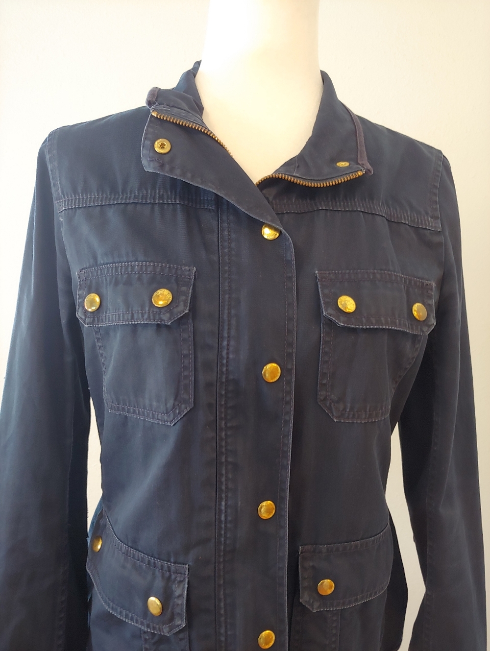 J. Crew Relaxed Field Boyfriend Jacket with Gold Hardware Navy Women's Small